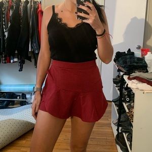 Zara • NWOT Red & Black Plaid Skort w/ Ruffle
